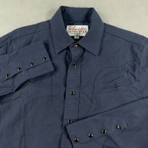 Schaefer Outfitter Shirt Mens Medium Dark Gray Western Pearl Snap